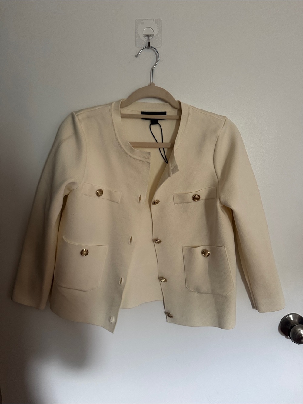 Cream Women’s Button-Front Pocket Jacket